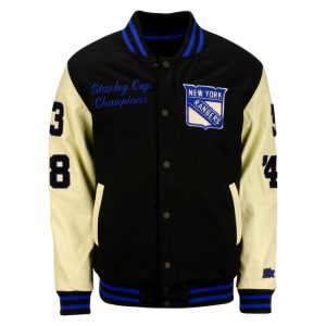 Starter Rangers Stanley Cup Wool Leather Jacket