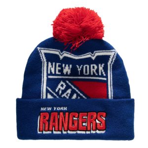 Mitchell & Ness Rangers Punch out Pom Knit Hat