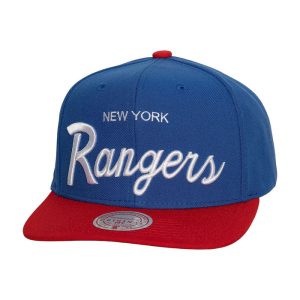 Mitchell & Ness Rangers Vintage Script Snapback Hat