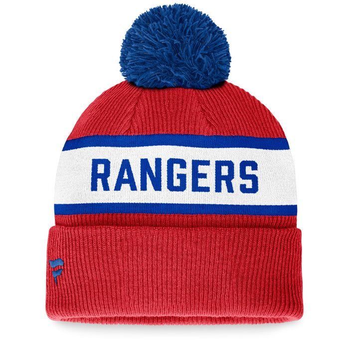 Fanatics Rangers Fundamental Red Pom Beanie - Image 2