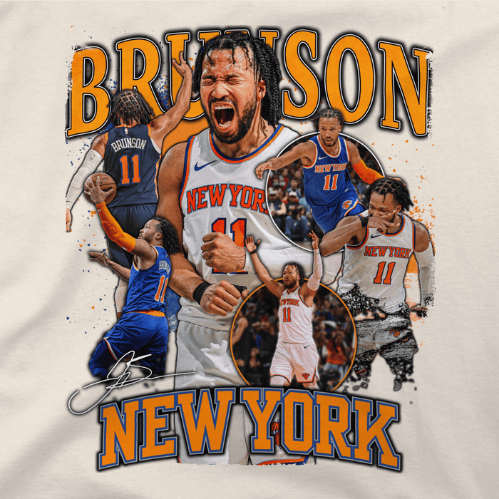 Stadium Essentials Knicks Jalen Brunson Crossroads Cream Urban Tee - Image 2