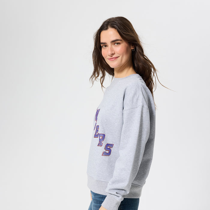 Terez Rangers Wordmark Gem Grey Crewneck - Image 3