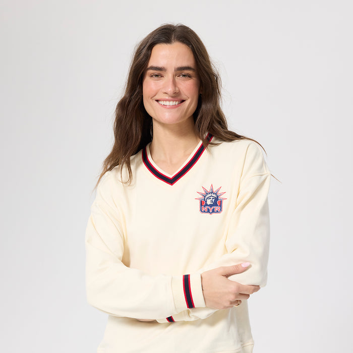 Terez Rangers Liberty Cotton V-Neck Sweater - Image 4