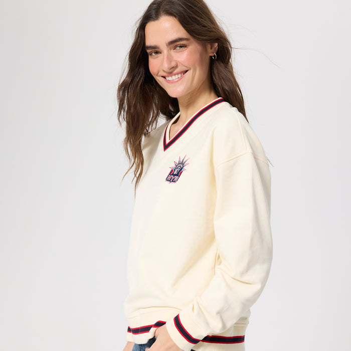 Terez Rangers Liberty Cotton V-Neck Sweater - Image 3