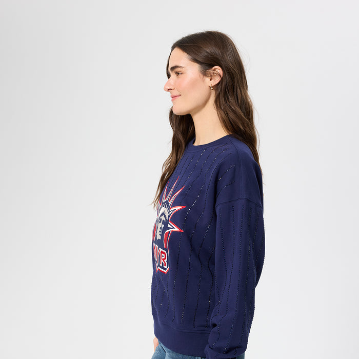 Terez Rangers Gem Pinstripe Navy Crewneck - Image 2