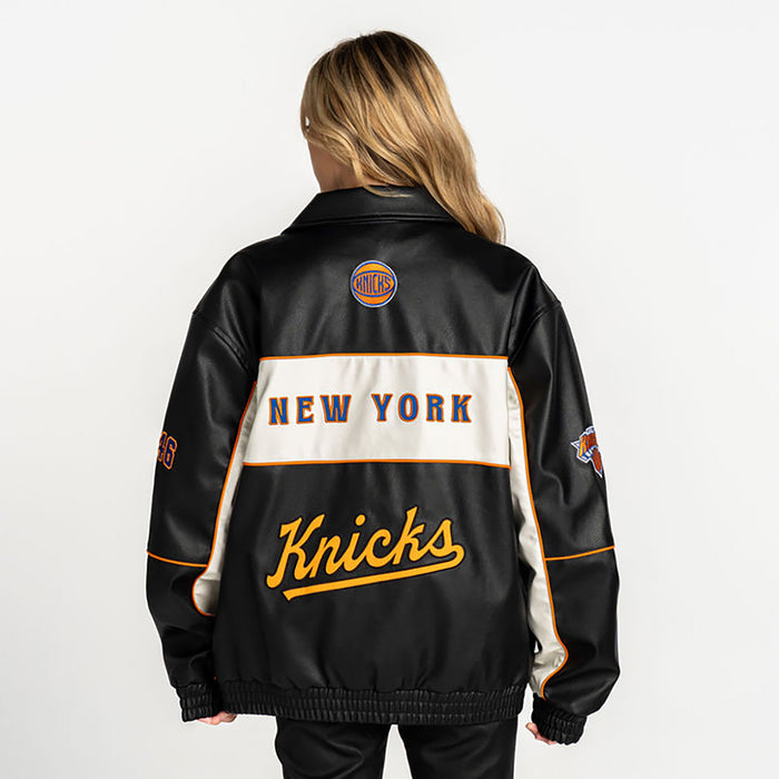 Wild Collective Knicks Faux Leather Racing Jacket - Image 2