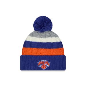 New Era Knicks Cabled Color Pom Knit