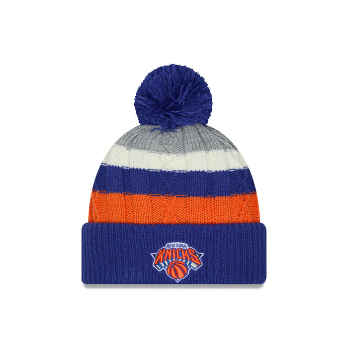 New Era Knicks Cabled Color Pom Knit