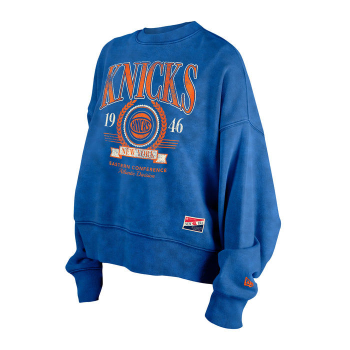 Women's New Era Knicks Throwback Washed Royal Crew - Image 3