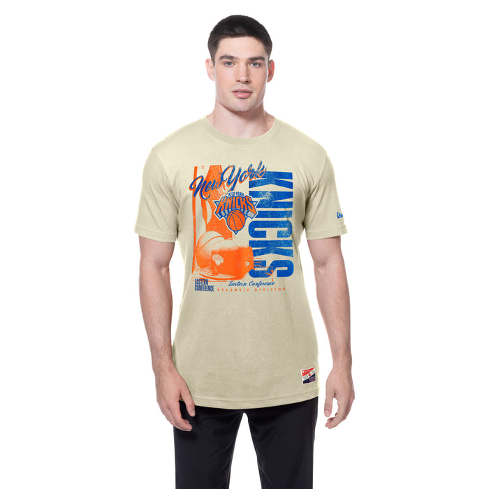 New Era Knicks Throwback Graphic Cream Tee