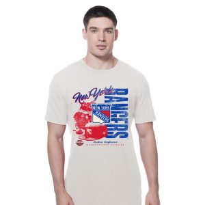 New Era Rangers Throwback Distressed Graphic Cream Tee