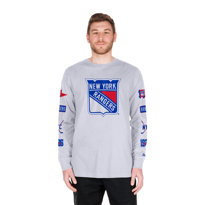 New Era Rangers Game Day Logo Long Sleeve White Tee