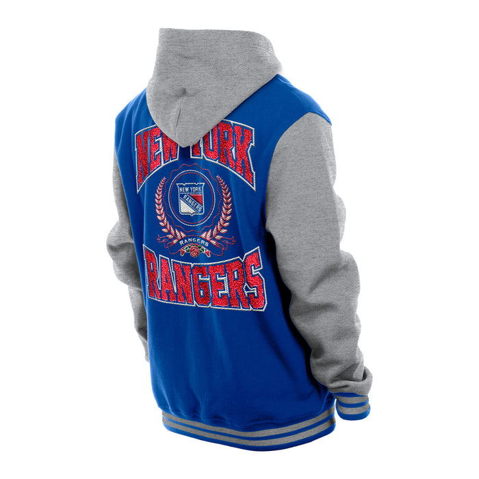 New Era Rangers Throwback Fleece Snap Front Hooded Jacket - Image 4