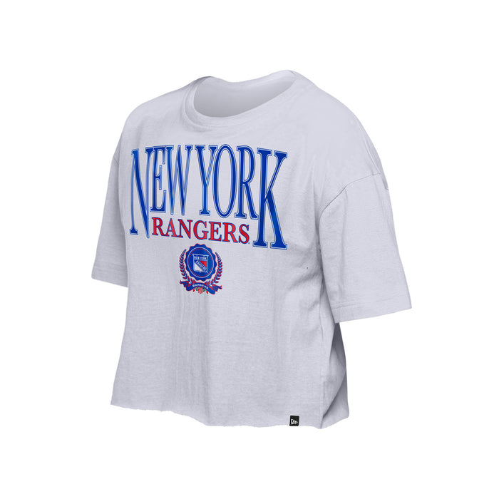Women's New Era Rangers Throwback Crop White Tee - Image 2