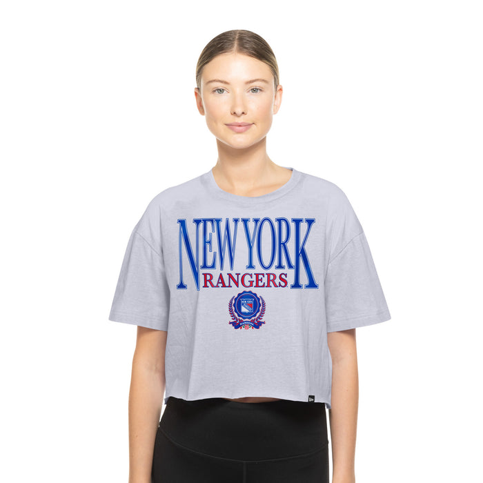 Women's New Era Rangers Throwback Crop White Tee