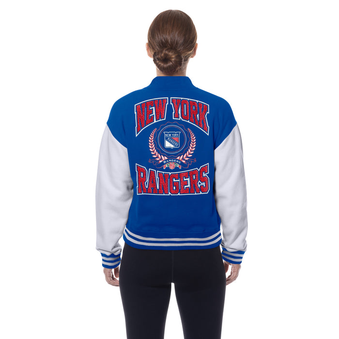 Women's New Era Rangers Throwback Fleece Snapfront Jacket - Image 2