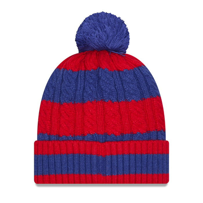 Women's New Era Rangers Braided Royal/Red Knit Pom - Image 3