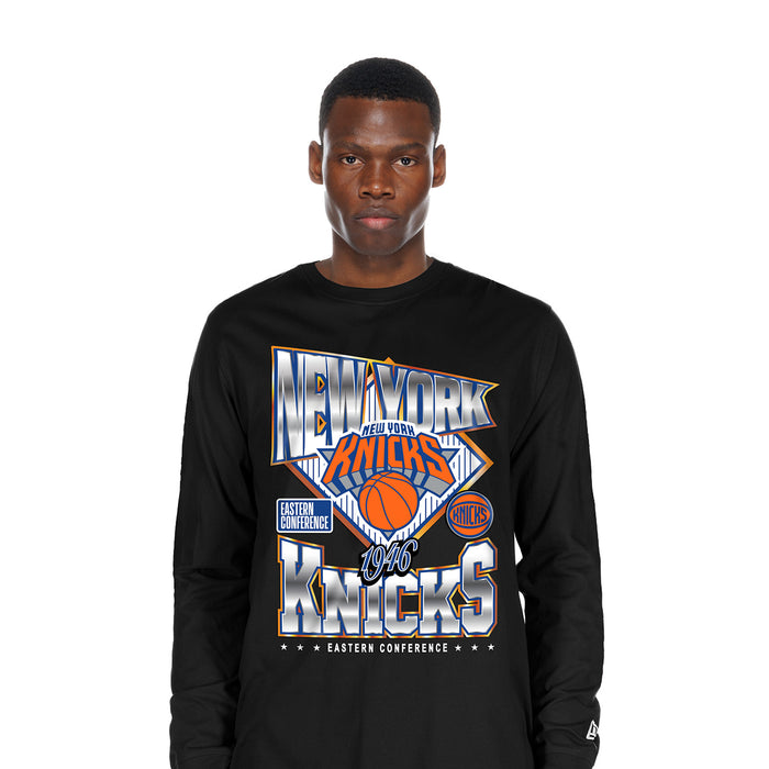 New Era Knicks Sport Classics Black Longsleeve Graphic Tee