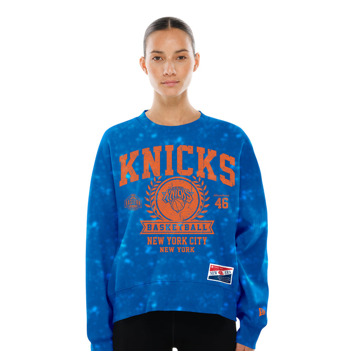 Women's New Era Knicks Throwback Collection Boxy Mineral Washed French Terry Crew - Image 3