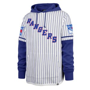 '47 Brand Rangers Pinstripe Double Header Shortstop Hoodie