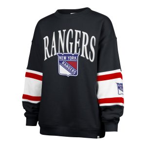 Women's '47 Brand Rangers Steadfast Sleeve Paneled Crew