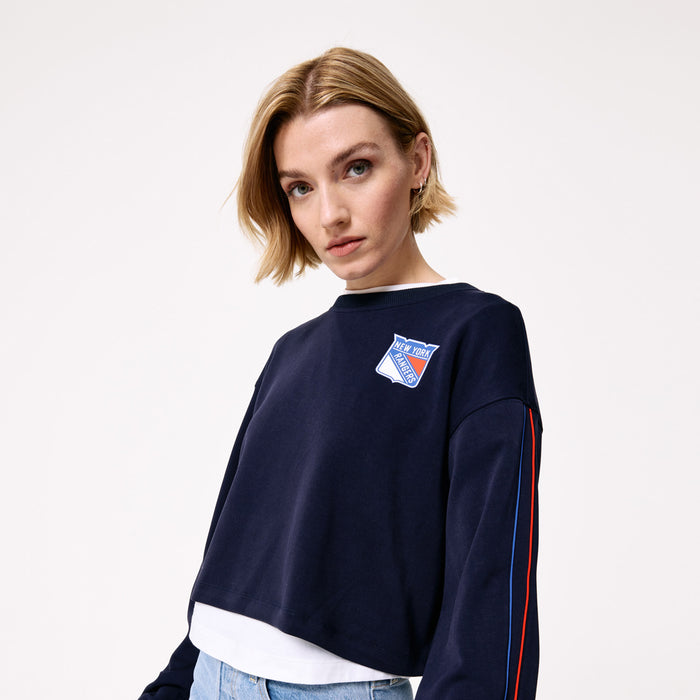 Terez Rangers Women's Navy Piping Crop Crew - Image 3
