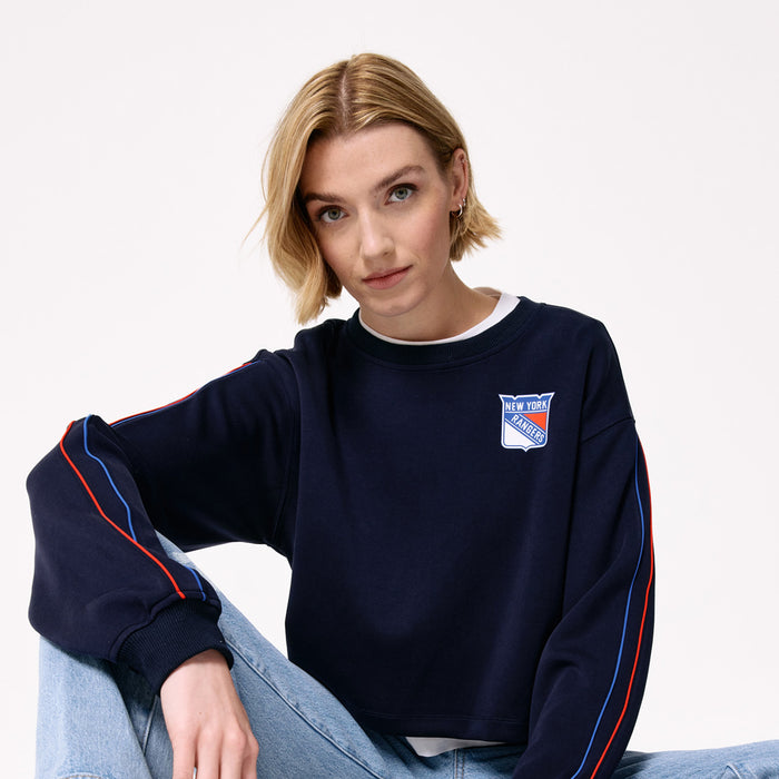 Terez Rangers Women's Navy Piping Crop Crew - Image 4