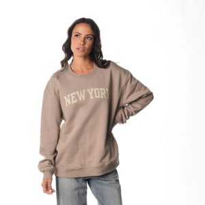 Wild Collective Knicks Warm Grey Wordmark Logo Crew