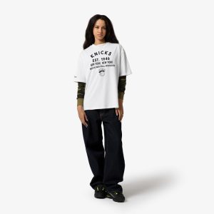 Women's Mitchell & Ness Knicks White Boyfriend Tee