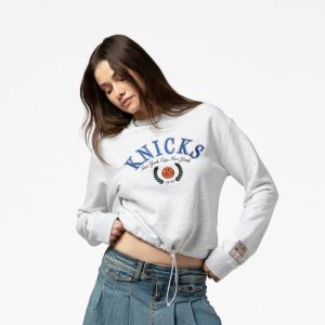 Women's Mitchell & Ness Knicks Crop Toggle Crew