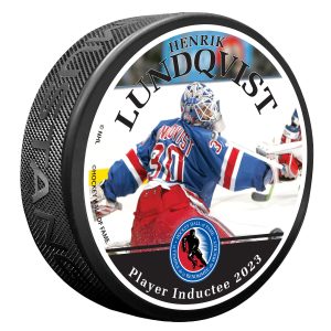 Mustang Henrik Lundqvist Hockey Hall of Fame Photo Puck
