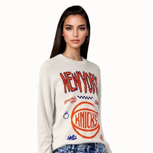 Women's Wild Collective Knicks Graphic Jacquard Sweater Crew