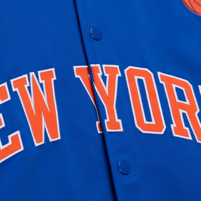 Mitchell & Ness Knicks Team Origins Royal/Orange Satin Jacket - Image 3