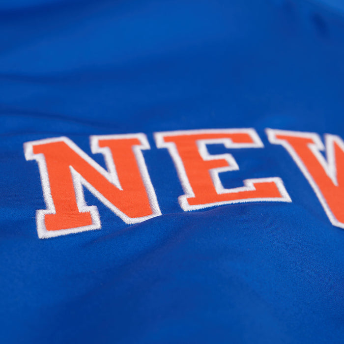Mitchell & Ness Knicks Team Origins Royal/Orange Satin Jacket - Image 4