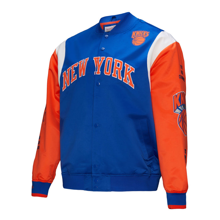 Mitchell & Ness Knicks Team Origins Royal/Orange Satin Jacket - Image 9