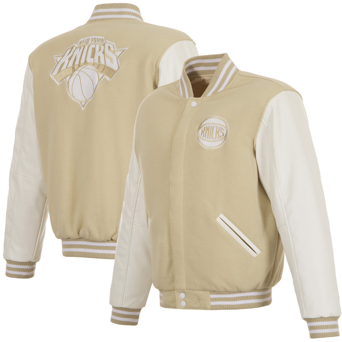 JH Design Knicks Reversible Tan/White Varsity Jacket - Image 7