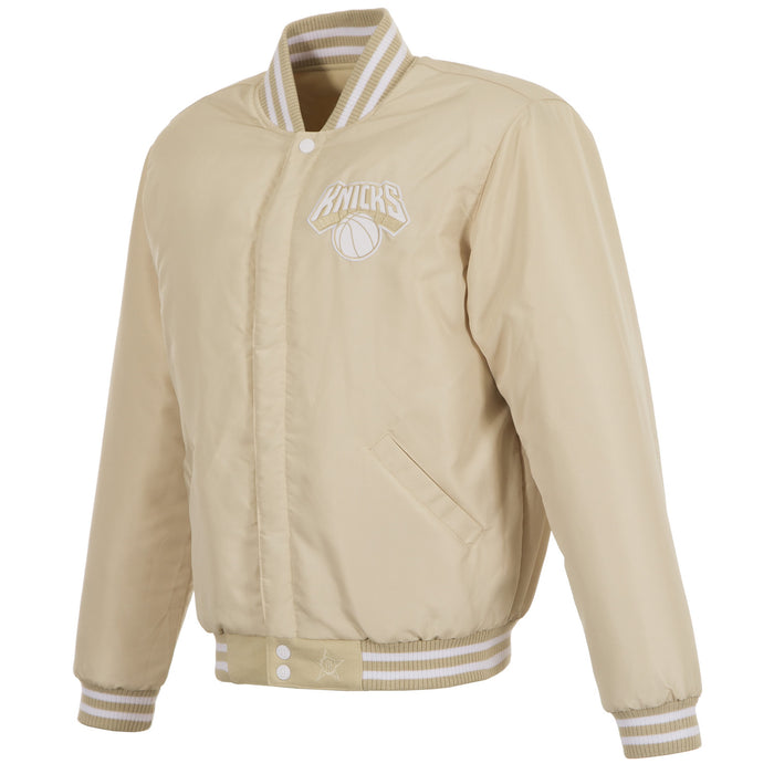 JH Design Knicks Reversible Tan/White Varsity Jacket - Image 3