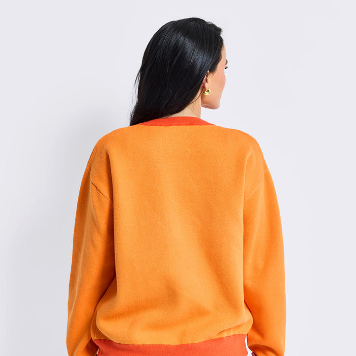 Terez Knicks Orange Knit Cotton Color Tonal Crew Sweater - Image 2