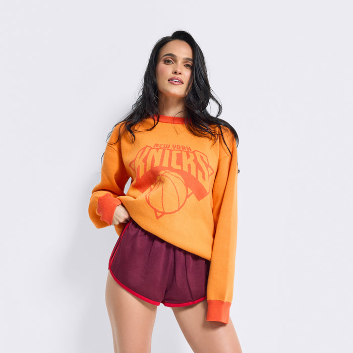 Terez Knicks Orange Knit Cotton Color Tonal Crew Sweater - Image 3
