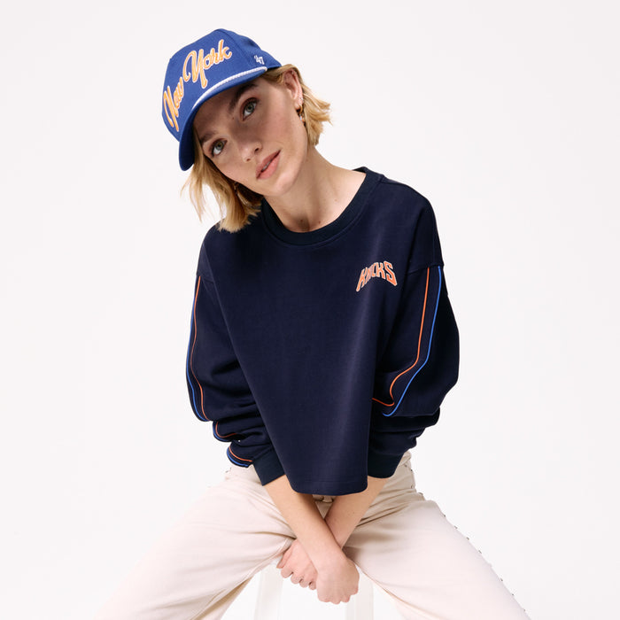 Terez Knicks Navy Piping Crop Crewneck - Image 5