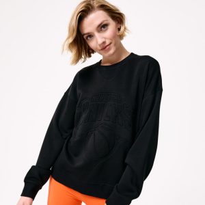 Terez Knicks Black Tonal Embossed Crewneck