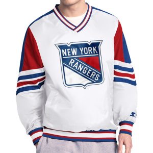Starter Rangers Enforcer White Pullover Lightweight Jacket