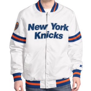 Starter Knicks Scout White Varsity Jacket