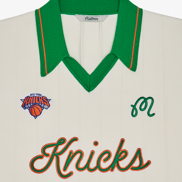 Malbon x Knicks Cream Uptown Knit Polo - Image 2