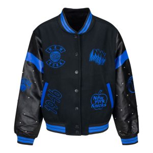 Women's Wild Collective Knicks Black Varsity Jacket