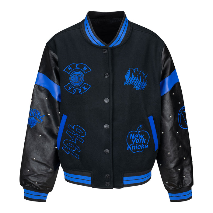 Women's Wild Collective Knicks Black Varsity Jacket