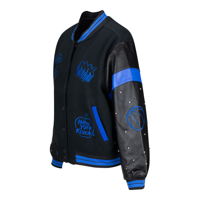 Women's Wild Collective Knicks Black Varsity Jacket - Image 3