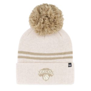 Women's '47 Brand Knicks Natural Latte Pom Cuff Knit