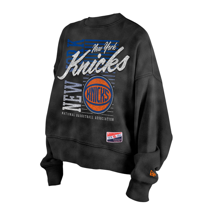 Women's New Era Knicks Throwback Washed Black Crew - Image 3