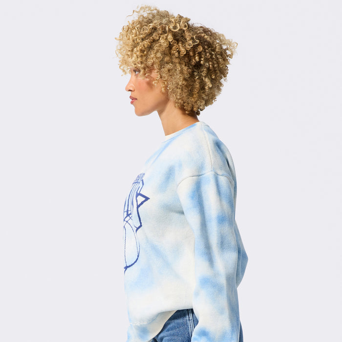 Terez Knicks Blue Tie Dye Knit cotton Tonal Crew Sweater - Image 4